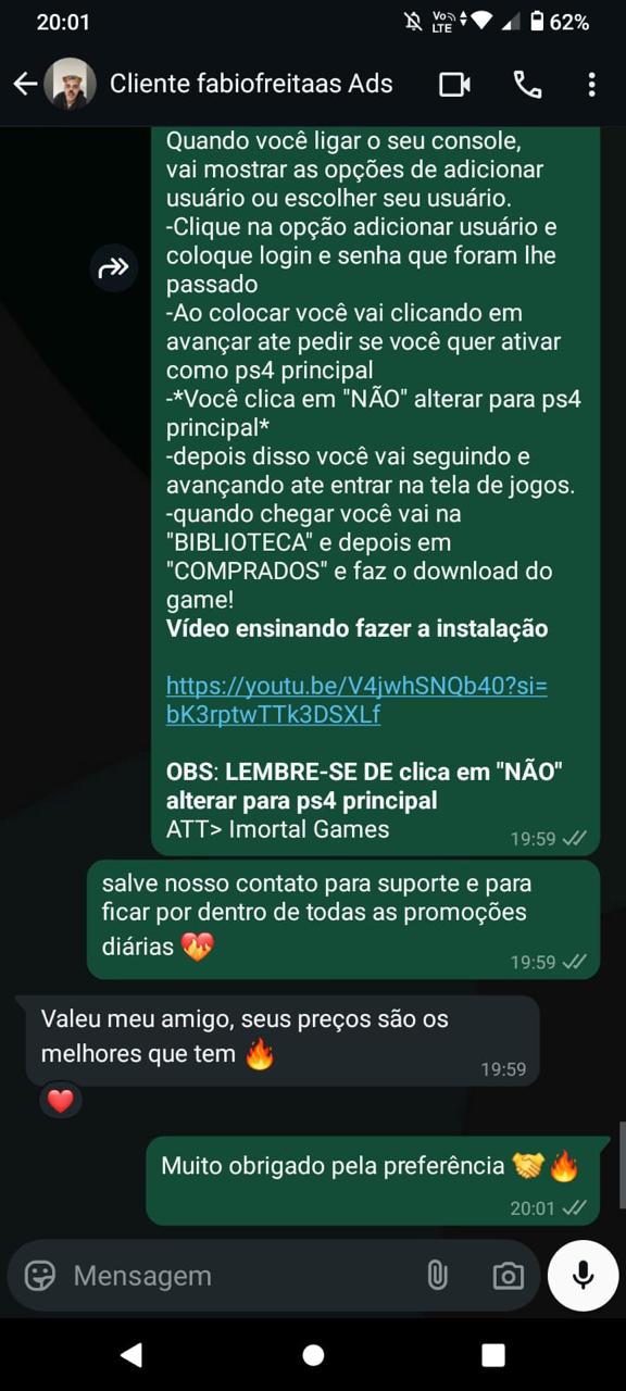 Feedback de cliente da Immortal Games
