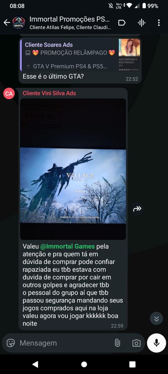 Feedback de cliente da Immortal Games
