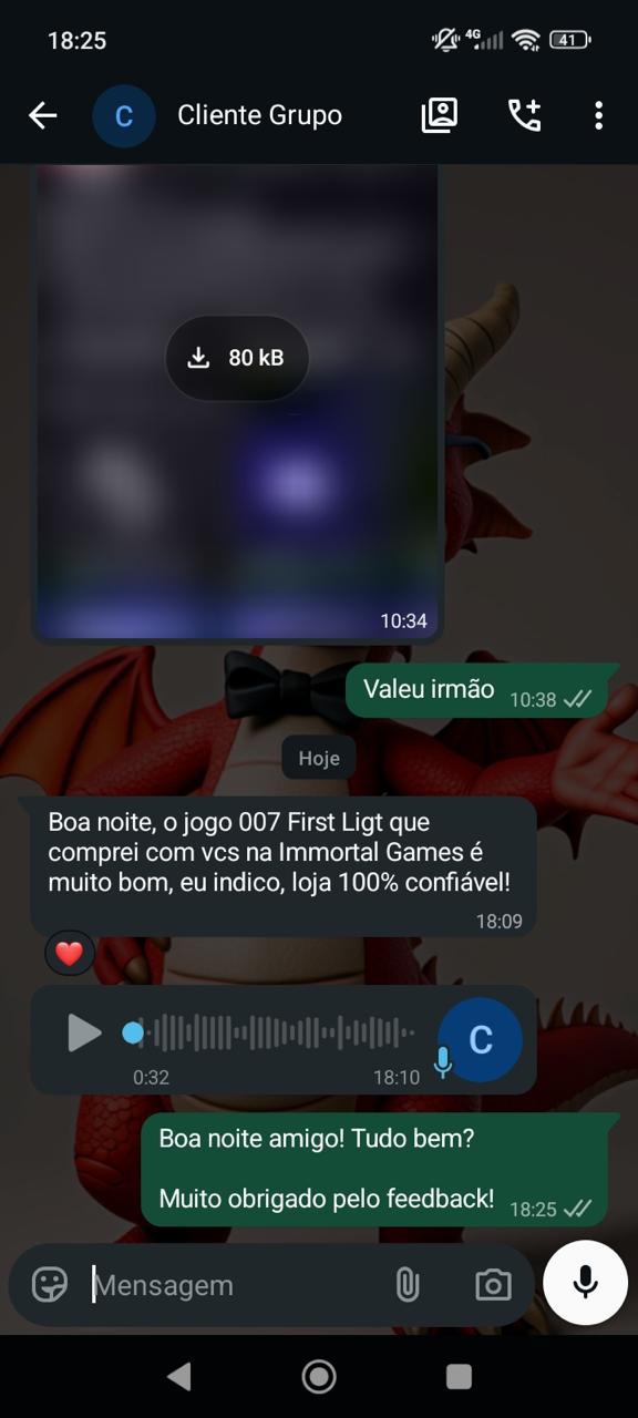 Feedback de cliente da Immortal Games